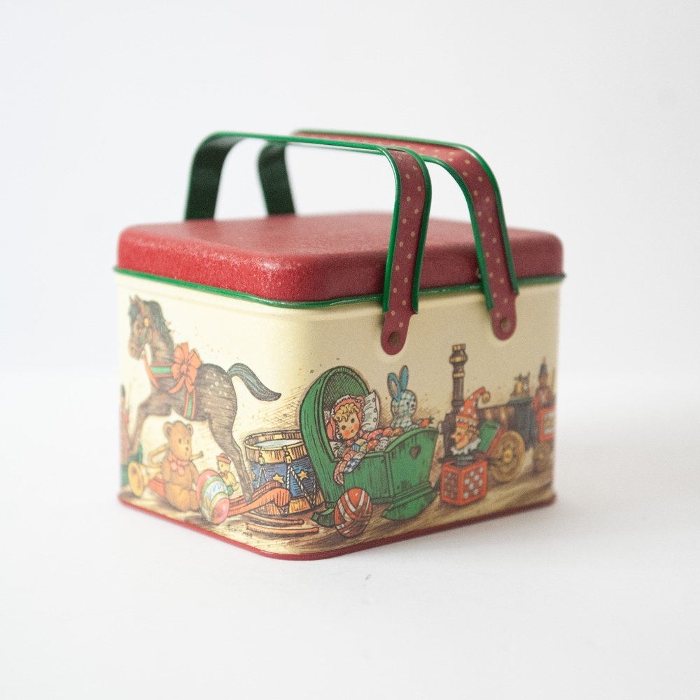 Vintage Potpourri Press Christmas Toys Tin with Handles